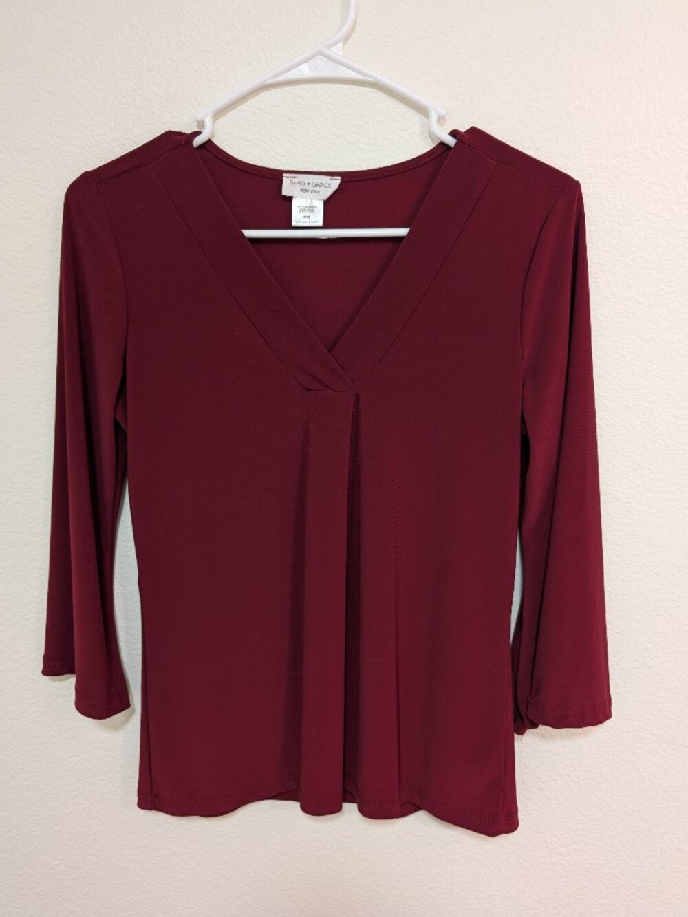 Elan + Grace Women’s 3/4 Sleeve Red Blouse Petite M